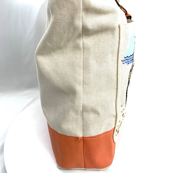 Coach Pierre Le Tan 14962 Beach Umbrella Canvas Tote Shoulder Bag Embellish Rare - Picture 6 of 11